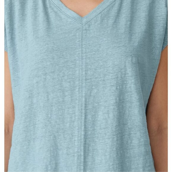 Eileen Fisher $118 Organic Linen Jersey V-Neck Boxy Tee black 2X NEW - Picture 4 of 11